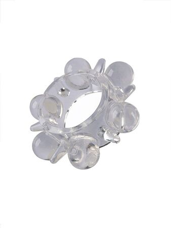 Прозрачное эрекционное кольцо с шариками и шипами